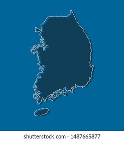 High detailed vector South Korea country outline border map isolated on background. Flat state template travel trip pattern, report, infographic, backdrop. Asia nation business silhouette sign concept