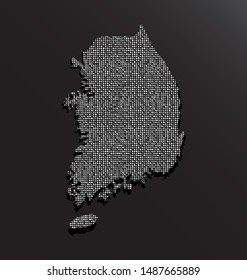 High detailed vector South Korea country map with silver sequins isolated on background. Flat state template travel trip pattern, party poster, backdrop. National business bright glitter sign concept