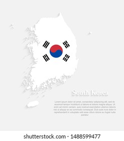 High detailed vector South Korea country outline border map isolated on background. Flag state template travel trip pattern, report, infographic, backdrop. Asia nation business silhouette sign concept
