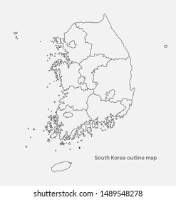 High detailed vector South Korea country outline border map isolated on background. Flat state template travel trip pattern, report, infographic, backdrop. Asia nation business silhouette sign concept