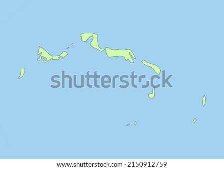High detailed vector Turks and Caicos Islands physical map, topographic map of Turks and Caicos Islands on white with rivers, lakes and neighbouring countries. 