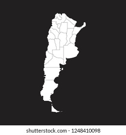 High detailed - white map of Argentina on black background. Vector illustration eps 10.