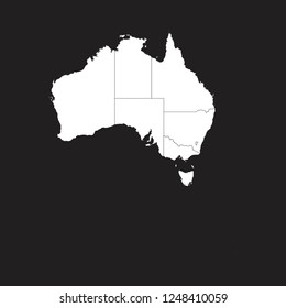 High detailed - white map of Australia on black background. Vector illustration eps 10.