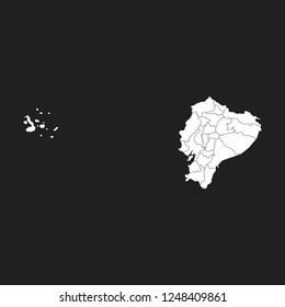 High detailed - white map of Ecuador on black background. Vector illustration eps 10.