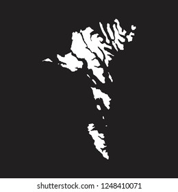 High detailed - white map of Faroe Islands on black background. Vector illustration eps 10.