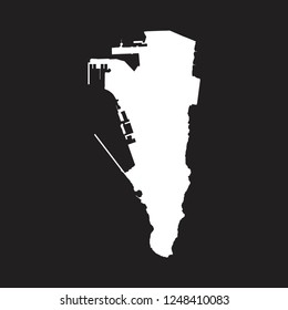 High detailed - white map of Gibraltar on black background. Vector illustration eps 10.