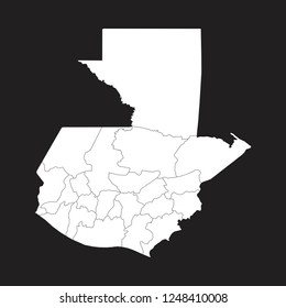 High detailed - white map of Guatemala on black background. Vector illustration eps 10.