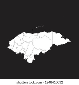 High detailed - white map of Honduras on black background. Vector illustration eps 10.