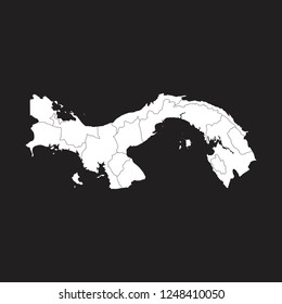 High detailed - white map of Panama on black background. Vector illustration eps 10.