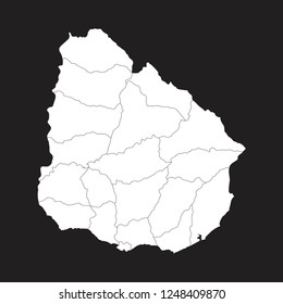 High detailed - white map of Uruguay on black background. Vector illustration eps 10.