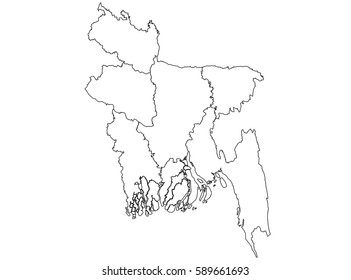 High detailed White vector map - Bangladesh