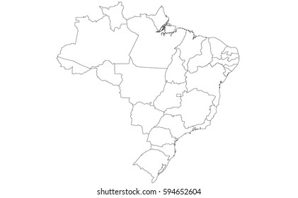 High detailed White vector map – Brazil