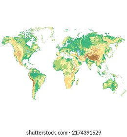 High Detailed World Physical Map Stock Vector (Royalty Free) 2174391529 ...