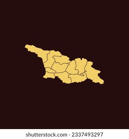 High Detailed Yellow Old Map of Georgia on Dark isolated background, Vector Illustration EPS 10