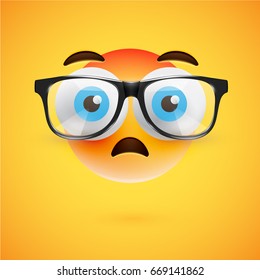 High detailed yellow smiley with sunglasses, vector illustration