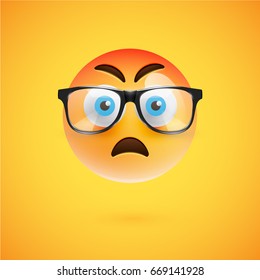 High detailed yellow smiley with sunglasses, vector illustration