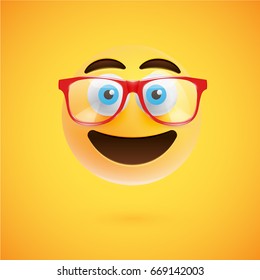 High detailed yellow smiley with sunglasses, vector illustration
