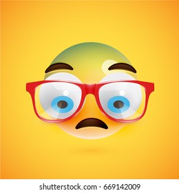 High detailed yellow smiley with sunglasses, vector illustration