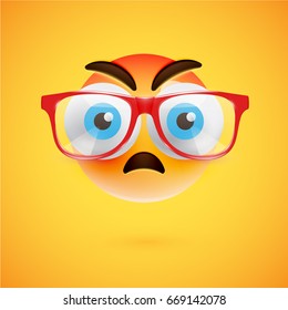 High detailed yellow smiley with sunglasses, vector illustration
