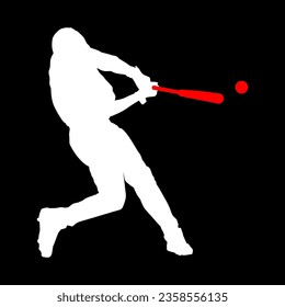 High details of baseball player silhouette. Minimal symbol and logo of sport. Fit for element design, background, banner, backdrop, cover. Vector Eps 10