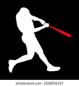 High details of baseball player silhouette. Minimal symbol and logo of sport. Fit for element design, background, banner, backdrop, cover. Vector Eps 10