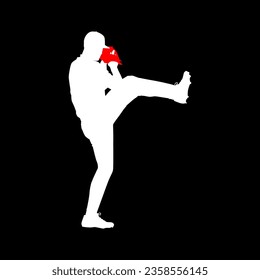 High details of baseball player silhouette. Minimal symbol and logo of sport. Fit for element design, background, banner, backdrop, cover. Vector Eps 10