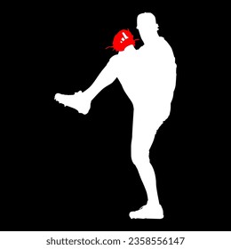 High details of baseball player silhouette. Minimal symbol and logo of sport. Fit for element design, background, banner, backdrop, cover. Vector Eps 10