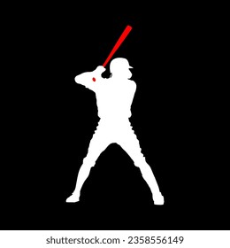 High details of baseball player silhouette. Minimal symbol and logo of sport. Fit for element design, background, banner, backdrop, cover. Vector Eps 10