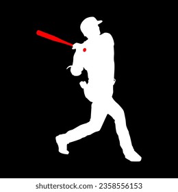 High details of baseball player silhouette. Minimal symbol and logo of sport. Fit for element design, background, banner, backdrop, cover. Vector Eps 10