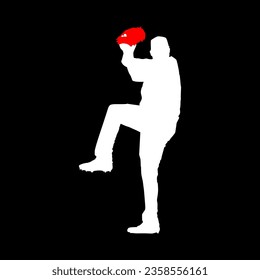 High details of baseball player silhouette. Minimal symbol and logo of sport. Fit for element design, background, banner, backdrop, cover. Vector Eps 10