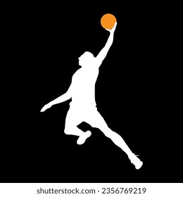 High details of basketball player silhouette. Minimal symbol and logo of sport. Fit for element design, background, banner, backdrop, cover. Vector Eps 10