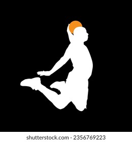 High details of basketball player silhouette. Minimal symbol and logo of sport. Fit for element design, background, banner, backdrop, cover. Vector Eps 10