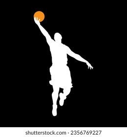High details of basketball player silhouette. Minimal symbol and logo of sport. Fit for element design, background, banner, backdrop, cover. Vector Eps 10