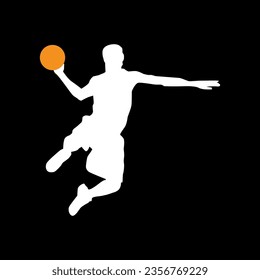 High details of basketball player silhouette. Minimal symbol and logo of sport. Fit for element design, background, banner, backdrop, cover. Vector Eps 10