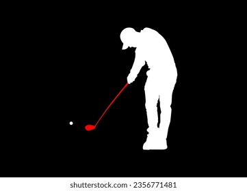 High details of golf player silhouette. Minimal symbol and logo of sport. Fit for element design, background, banner, backdrop, cover. Vector Eps 10