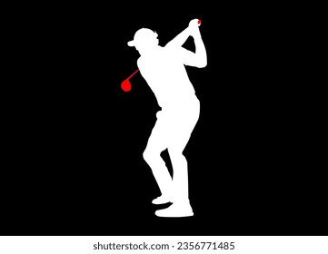 High details of golf player silhouette. Minimal symbol and logo of sport. Fit for element design, background, banner, backdrop, cover. Vector Eps 10