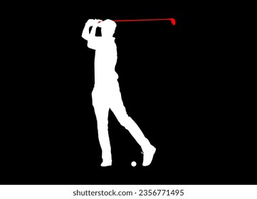 High details of golf player silhouette. Minimal symbol and logo of sport. Fit for element design, background, banner, backdrop, cover. Vector Eps 10