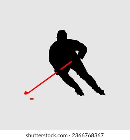 High details of ice hockey silhouette. Minimal symbol and logo of sport. Fit for element design, background, banner, backdrop, cover, logotype. Isolated on black background. Vector Eps 10