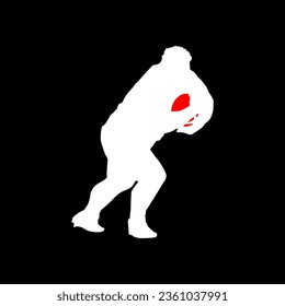 High details of rugby player silhouette. Minimal symbol and logo of sport. Isolated on background. Fit for element design, background, banner, backdrop, cover. Vector Eps 10