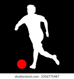 Grandes detalles de la silueta del futbolista. Símbolo mínimo y logotipo deportivo. Ajustar para el diseño de elementos, fondo, pancarta, fondo, cubierta. Vector Eps 10