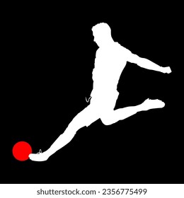 High details of soccer player silhouette. Minimal symbol and logo of sport. Fit for element design, background, banner, backdrop, cover. Vector Eps 10