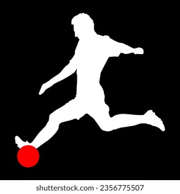 High details of soccer player silhouette. Minimal symbol and logo of sport. Fit for element design, background, banner, backdrop, cover. Vector Eps 10