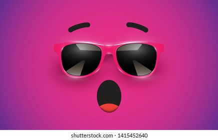 High detiled colorful emoticon with sunglasses, vector illustration