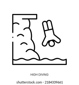 High Diving Icon. Linear Style Sign Isolated On White Background. Vector Illustration