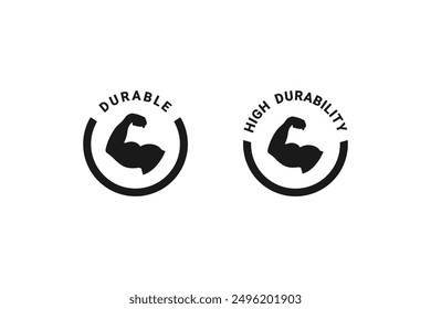 High Durability logo or durable label vector isolated in flat style. Simple high durability logo for product, websites, packaging design element and more.