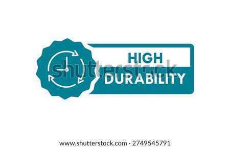 High durability stamp design featuring a clock and rotating arrows in a jagged seal, symbolizing long-lasting quality, reliability, and lifetime performance.