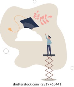 High education, cost and expense to graduate high degree education concept.flat vector illustration.