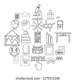 High education icons set. Outline set of 25 high education vector icons for web isolated on white background