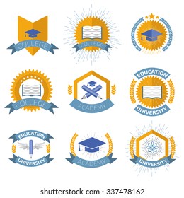 High education logos set.