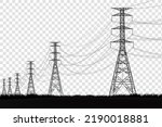 High electric tower isolated on transparent background. Graphic vector